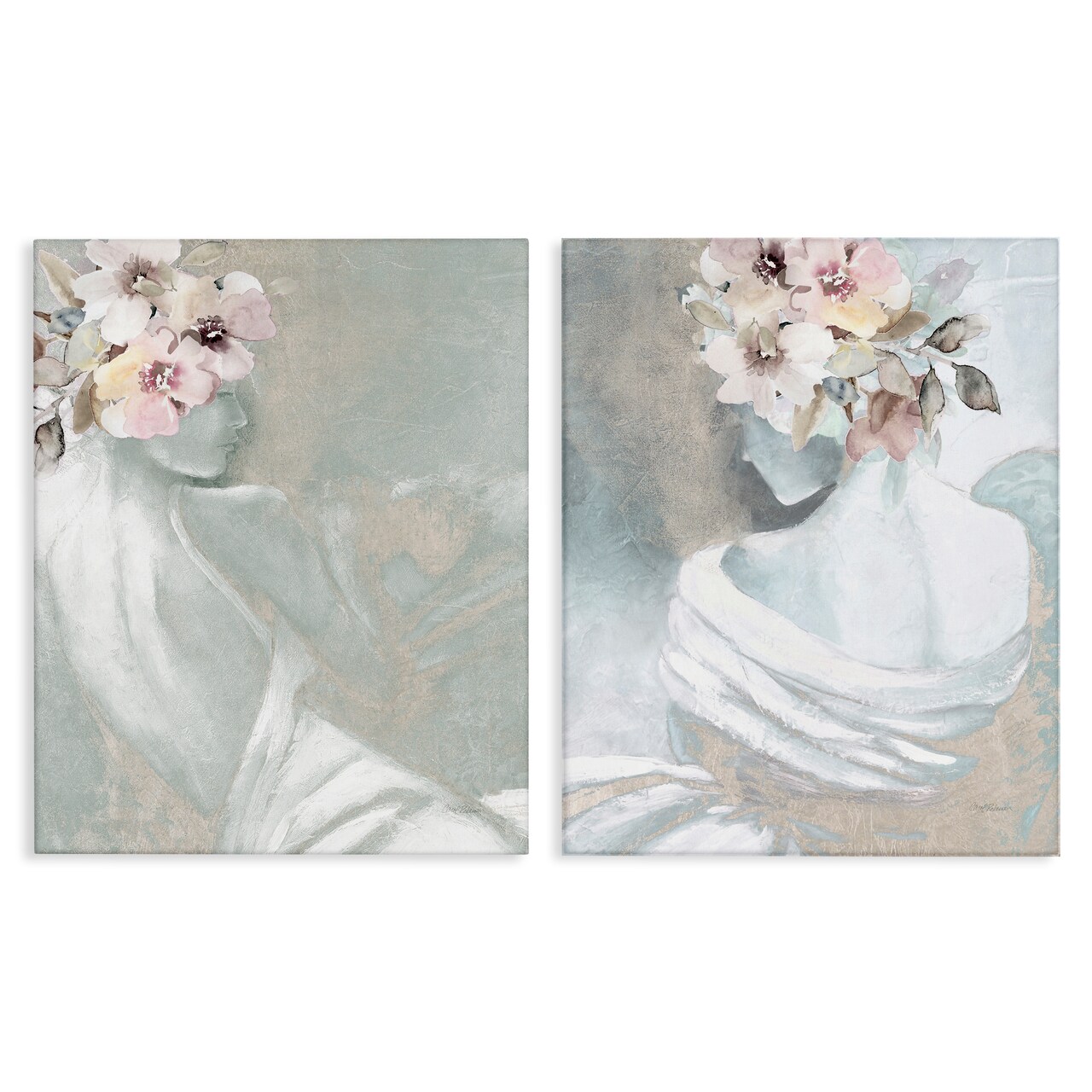 Stupell Industries Female Figure Floral Pose 2 pc Canvas Wall Art Set Design by Carol Robinson
